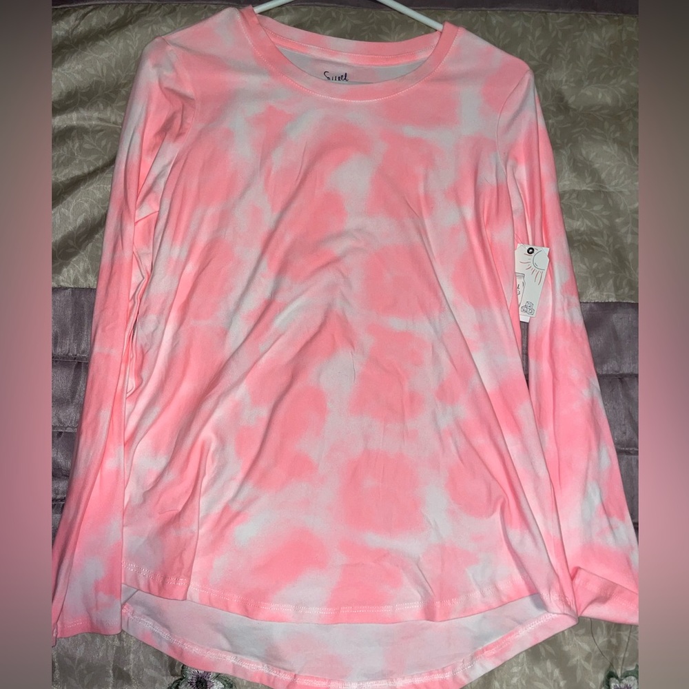 Long Sleeve Pink Tie-dye Shirt